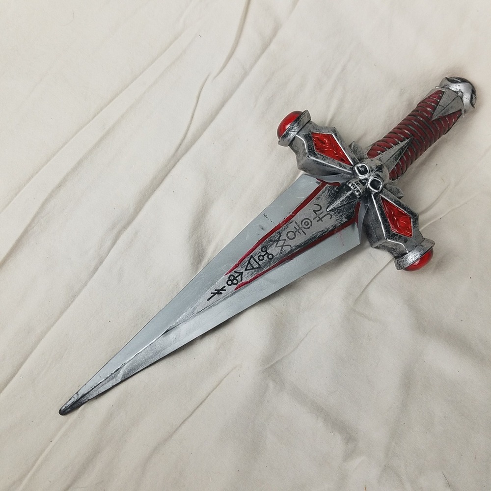 Fantasy Dagger Prop Unisex Silver Red 17 in Skull Rune Gothic halloweenware